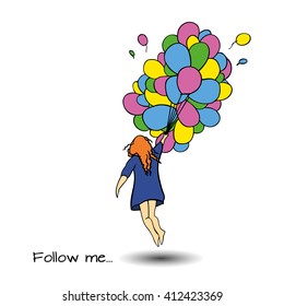 Follow me hand drown vector illustration. 