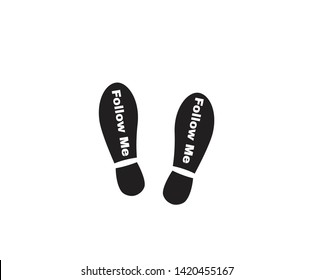Follow me inside Pedestrian Footprint Stencil, vector illustration.