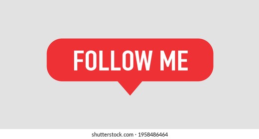 Follow me. Red Button on white background. Vector