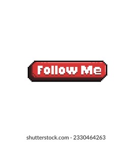 follow me red button in pixel art style
