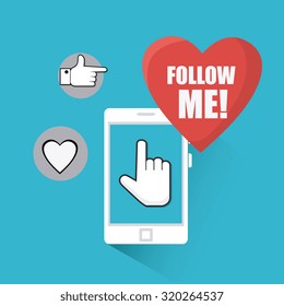 Follow me social and business theme design, vector illustration.