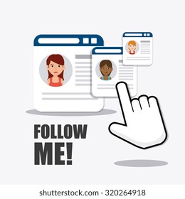 Follow me social and business theme design, vector illustration.