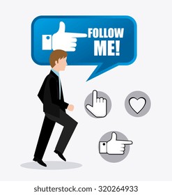Follow me social and business theme design, vector illustration.