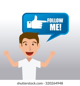 Follow me social and business theme design, vector illustration.