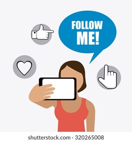 Follow me social and business theme design, vector illustration.