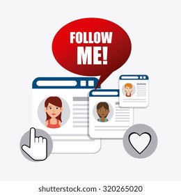 Follow me social and business theme design, vector illustration.