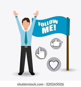 Follow me social and business theme design, vector illustration.