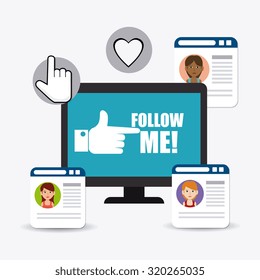 Follow me social and business theme design, vector illustration.