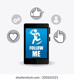 Follow me social and business theme design, vector illustration.