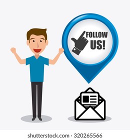 Follow me social and business theme design, vector illustration.