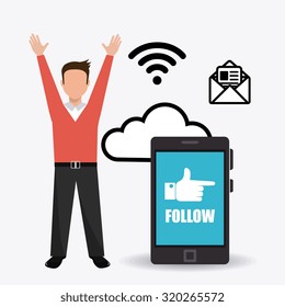 Follow me social and business theme design, vector illustration.