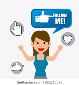 Follow me social and business theme design, vector illustration.