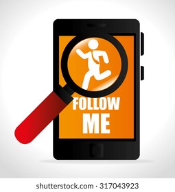 Follow me social network theme, vector illustration