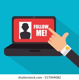 Follow me social network theme, vector illustration
