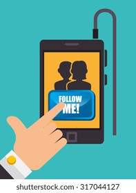 Follow me social network theme, vector illustration