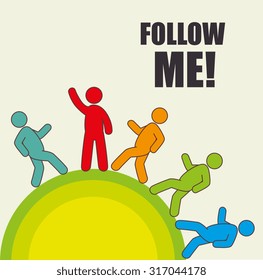 Follow me social network theme, vector illustration