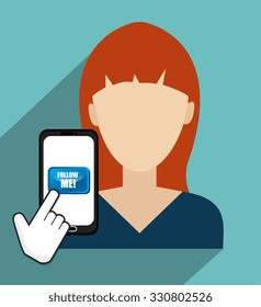 Follow me social trendy graphic design, vector illustration