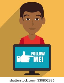 Follow me social trendy graphic design, vector illustration