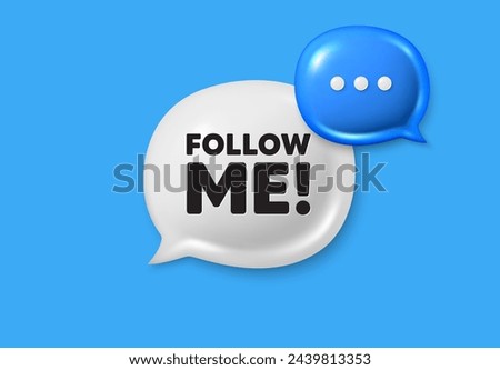 Follow me tag. Text box speech bubble 3d icons. Special offer sign. Super offer symbol. Follow me chat offer. Speech bubble banner. Text box balloon. Vector