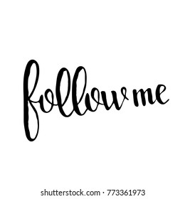 Follow me text for social networks.Vector illustration isolated on white background.