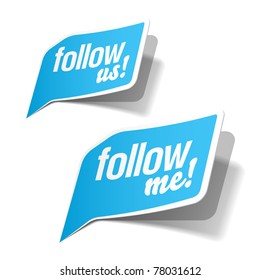 Follow me and follow us bubbles. Vector.