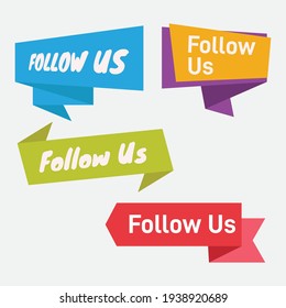 Sígueme, síguenos las etiquetas establecidas para las redes sociales. Diseño tipográfico vectorial.