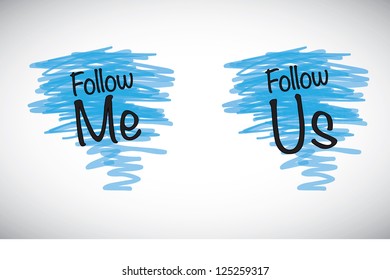 follow me and follow us over signs marker lines