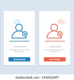 Follow, New, User  Blue and Red Download and Buy Now web Widget Card Template