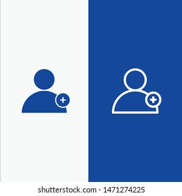 Follow, New, User Line and Glyph Solid icon Blue banner Line and Glyph Solid icon Blue banner. Vector Icon Template background