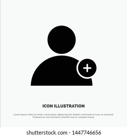 Follow, New, User solid Glyph Icon vector