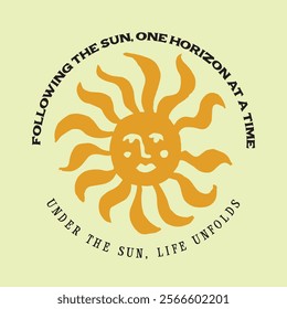 Follow the sun vector print illustration