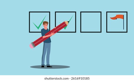 follow the target work progress checklist.