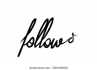 Follow text effect for your account, cute illustration icon