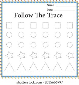 Follow The Trace Game. Educational exercises for kids. Worksheets for practicing motor skills of children. Useful games for preschool and kindergarten.