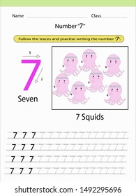 Follow the traces and practise writing the number