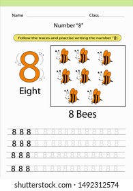 Follow the traces and practise writing the number,vector