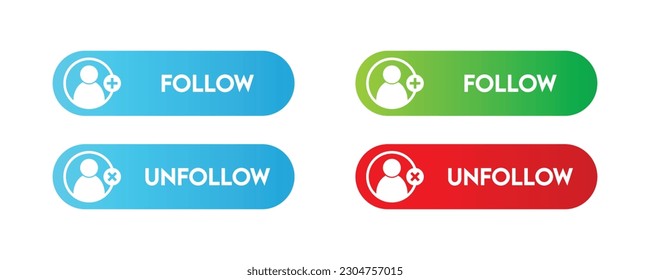 Follow and unfollow buttons for social media web and app