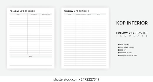 Follow Ups Tracker Printable Template, Customer Orders Tracking, Sales Tracking, Small Business Client Log