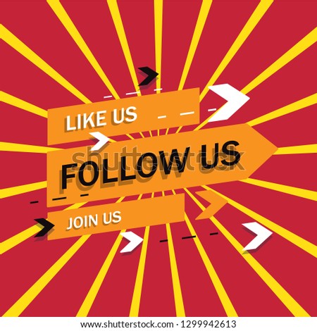 Follow us background, vector. Follow us typography for web site, blog banner, social media and ads. Useful for design template and ribbon. Creative business concept, vector illustration background
