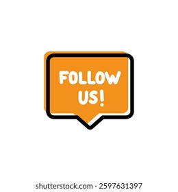 Follow Us!. Badge, icon, logo vector design illustration on white background