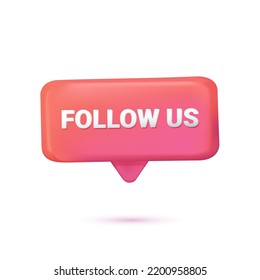 Follow us banner colorful simple. Contact us, follow us metaphor. Vector isolated concept metaphor illustrations. 3D render vector icon. Social Media Marketing icon, SMM digital symbol. Followers