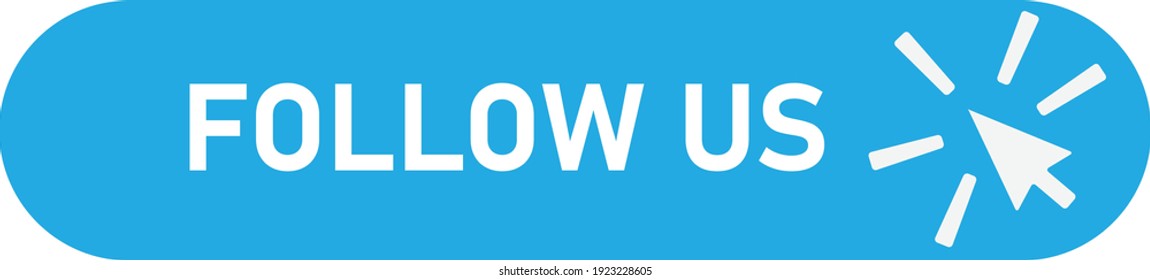 follow us banner icon on white backgroud. follow us with cursor button sign. flat style. label with cursor button symbol.