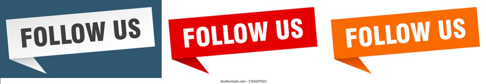 follow us banner. follow us speech bubble label set. follow us sign