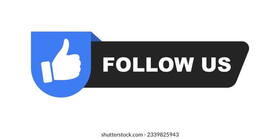 Follow Us banner with thumb up. Follow us button. Social media icon. Vector illustration.