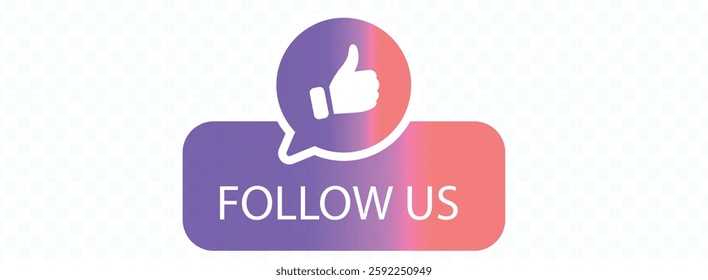 Follow Us banner with thumb up. Follow us button. Social media icon. Vector illustration.