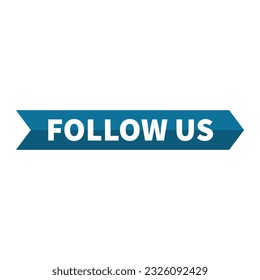 Follow Us In Blue Duo Color And Right Arrow Rectangle Shape For Advertising
