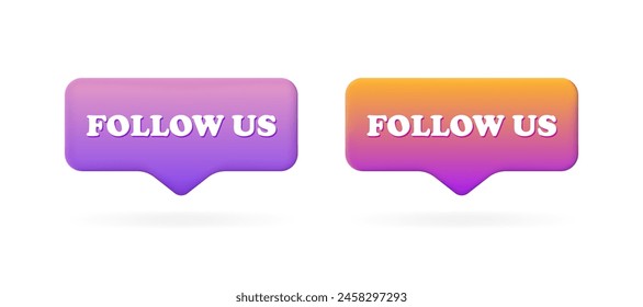 Follow us bubble icons. Flat style. Vector icons
