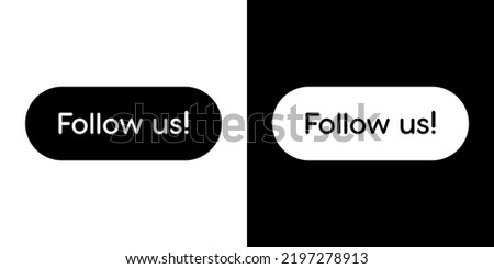 Follow us button icon vector in clipart style. Social media elements