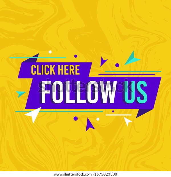 Follow Us Click Here Label Typography Stock Vector (Royalty Free ...