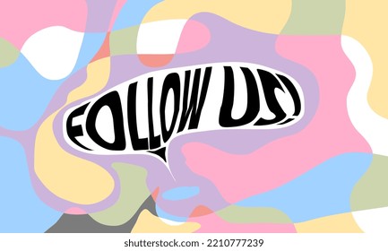 Follow us colorful card set for social media network, design of banner, poster, booklet, report, magazine.